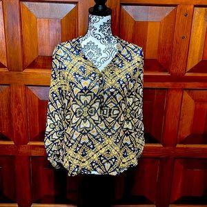 Ana Navy and Gold Blouse